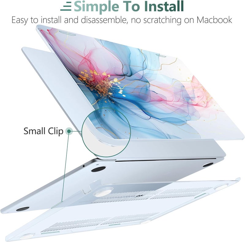 DONGKE for M4 MacBook Air 13.6 Inch Case 2025 2024 2023 2022 Model A3240 A3113 A2681 M3 M2 Chip, Plastic Hard Shell Case Cover with Touch ID for MacBook Air 13 Inch M4 - Soft Flowing Colors - Image 3